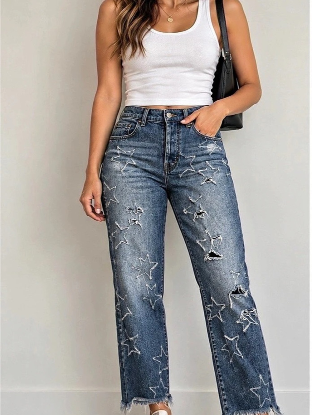 Pistola Charlie Star Embroidered Straight Leg Jeans Waist 29 Blue